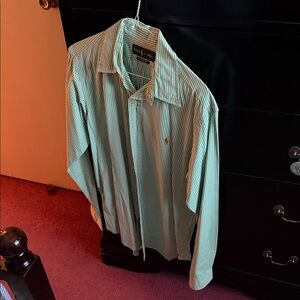 Polo by Ralph Lauren Mint Green & White Striped Dress Shirt